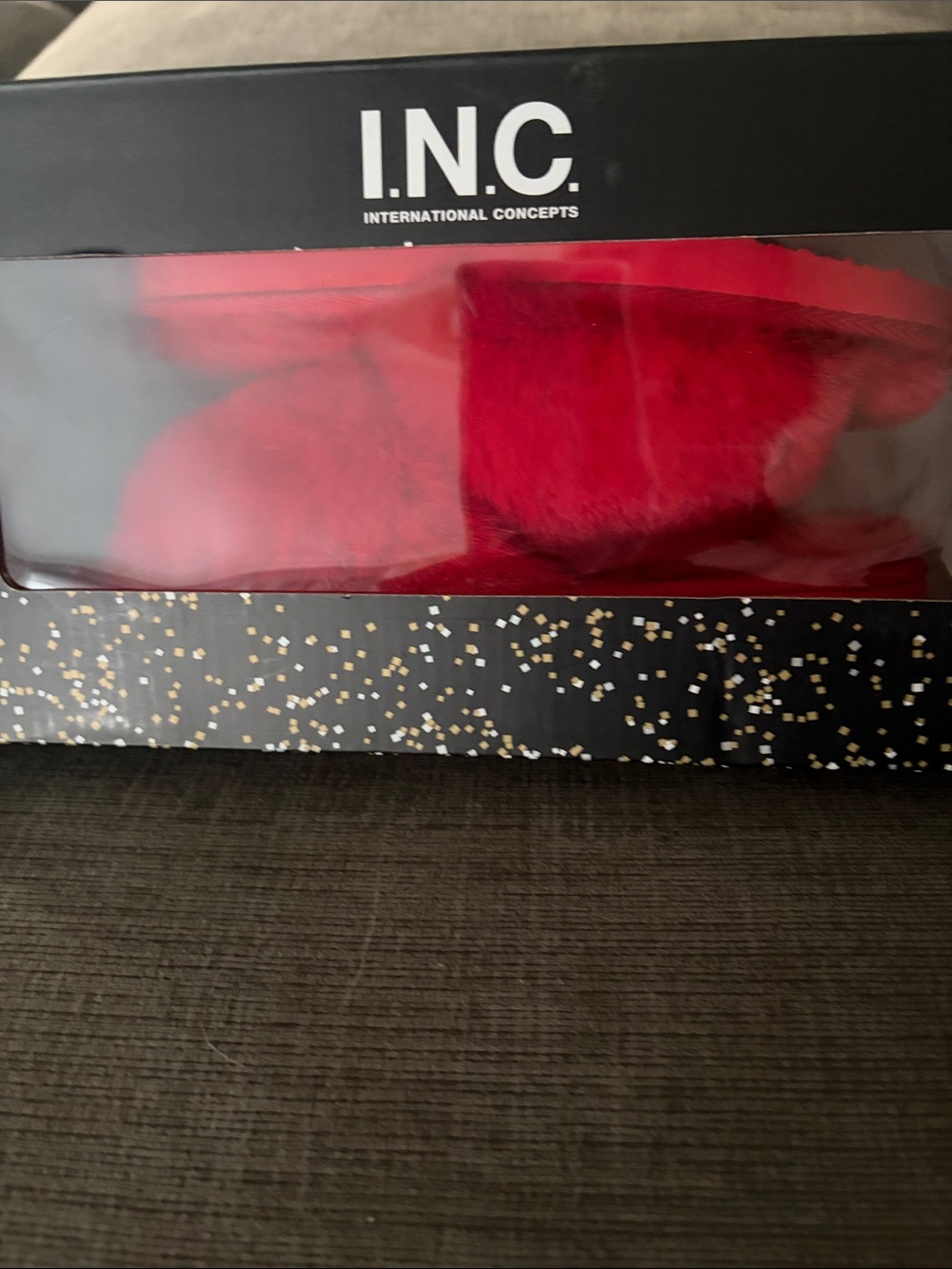 INC International Concepts Red Plush Slide Slippers - Picture 4 of 4